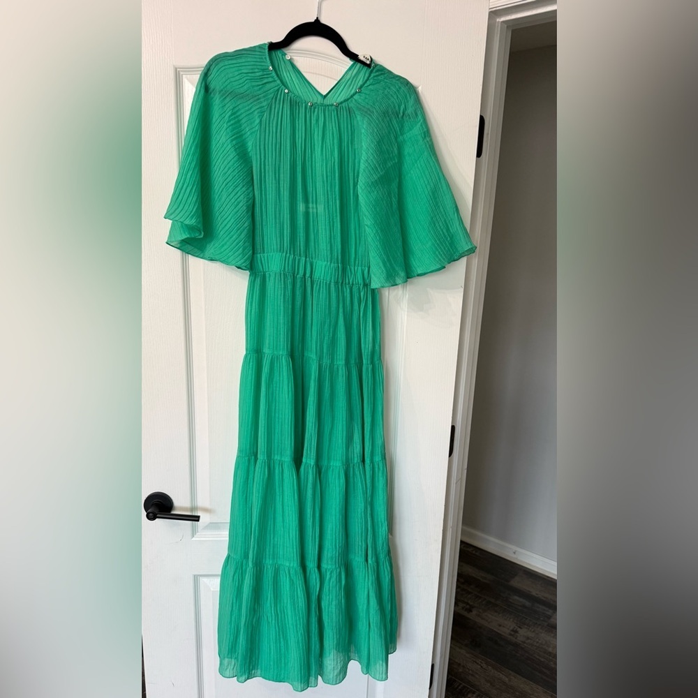 Sandro Emerald Green Tiered Maxi Dress - Picture 2 of 10